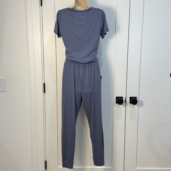Tommy John Loungewear Jumpsuit Short Sleeve Jogger Folkstone Gray Blue Small - Picture 3 of 7